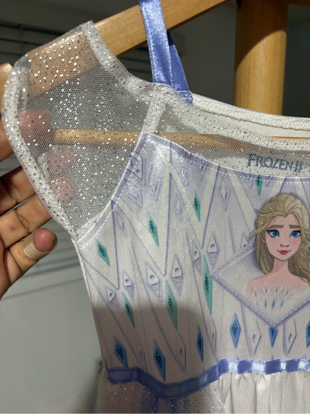 Elsa Inspired Girls' Sparkle Costume Dress - White & Light Purple - Picture 5 of 7